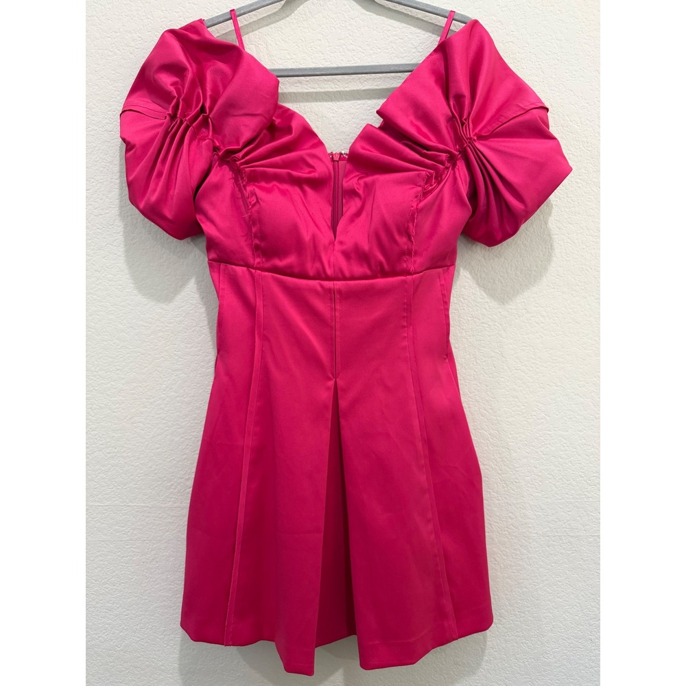 Antonio Melani Mini Dress Pink Size 12 Large Off Shoulder Barbiecore Cocktail - Picture 2 of 9